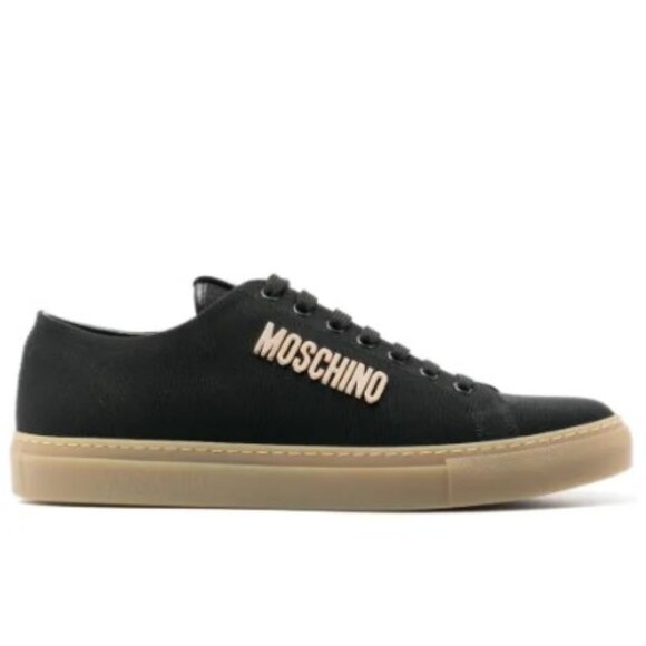 NWT - Moschino - Black Logo Plaque Sneakers - Size 44IT / 11US - Picture 1 of 14